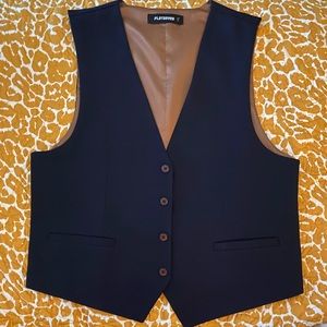 MENS Navy vest by Flatseven. Size Large.